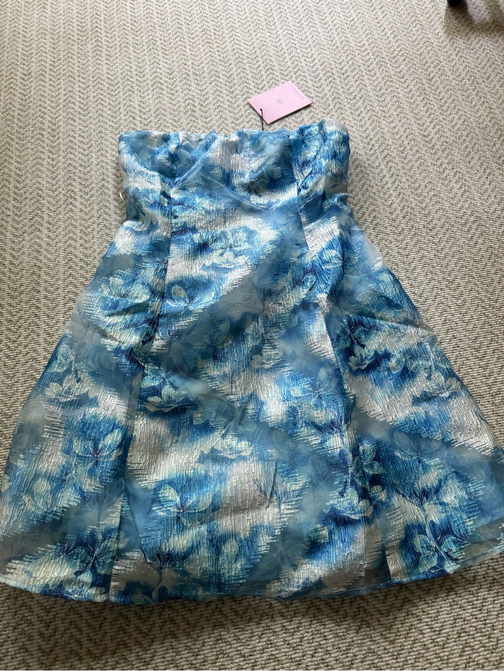 Hello Molly Strapless Blue Floral Party Dress